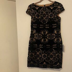 Eliza J Black and Gold Patterned Mini Dress